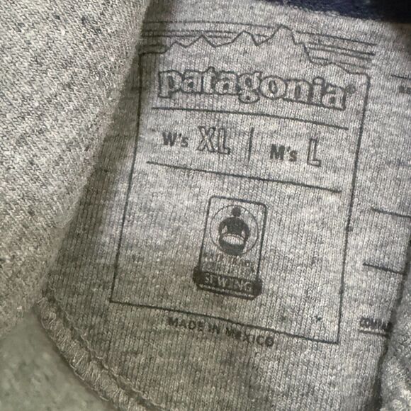 Men Patagonia Logo Graphic Print Relaxed Fit Hoodie in Medium Gray Size Large - Picture 4 of 8